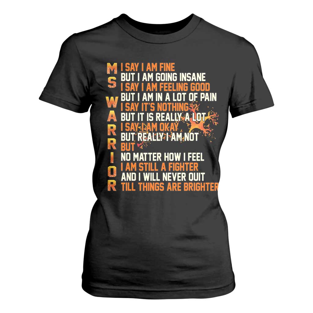 Multiple Sclerosis Awareness T Shirt For Women Fight MS Orange Ribbon TS10 Black Print Your Wear