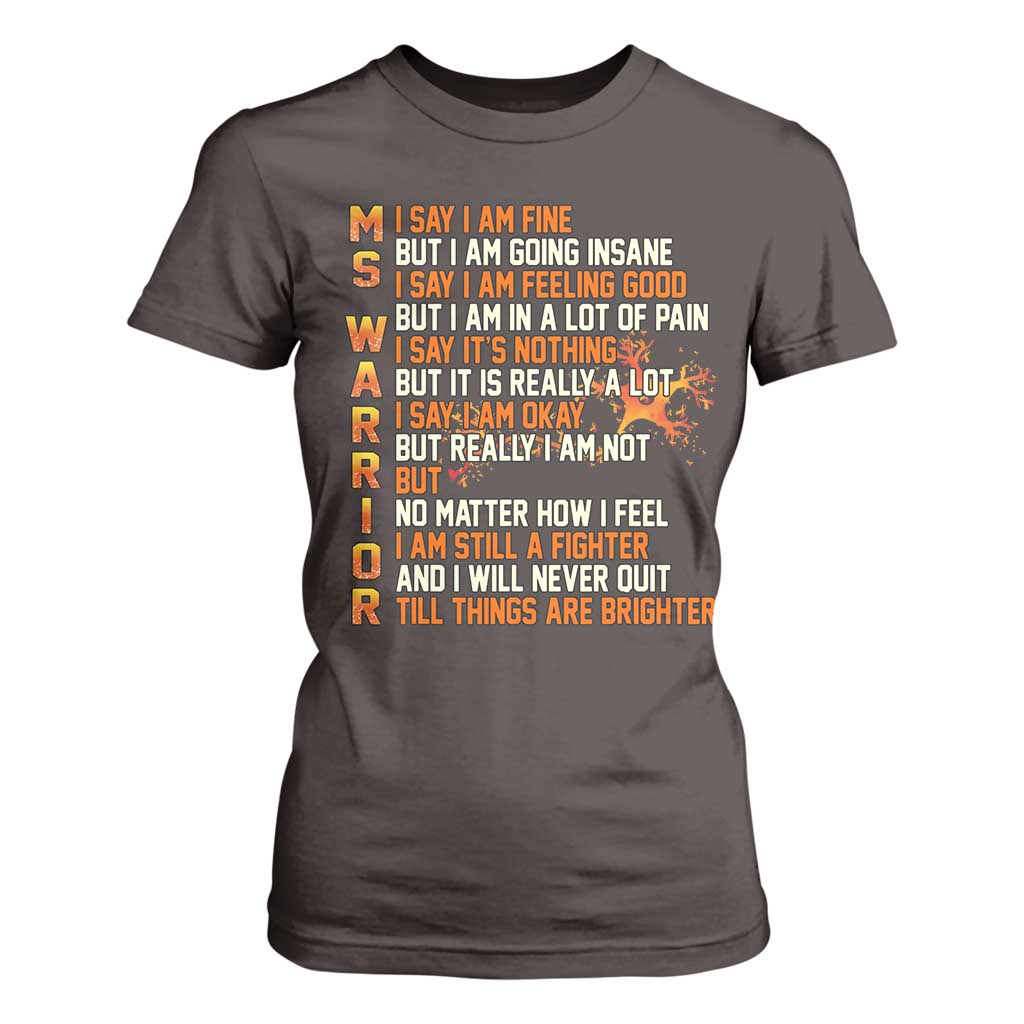 Multiple Sclerosis Awareness T Shirt For Women Fight MS Orange Ribbon TS10 Dark Chocolate Print Your Wear