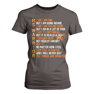 Multiple Sclerosis Awareness T Shirt For Women Fight MS Orange Ribbon TS10 Dark Chocolate Print Your Wear