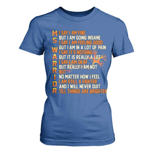 Multiple Sclerosis Awareness T Shirt For Women Fight MS Orange Ribbon TS10 Royal Blue Print Your Wear