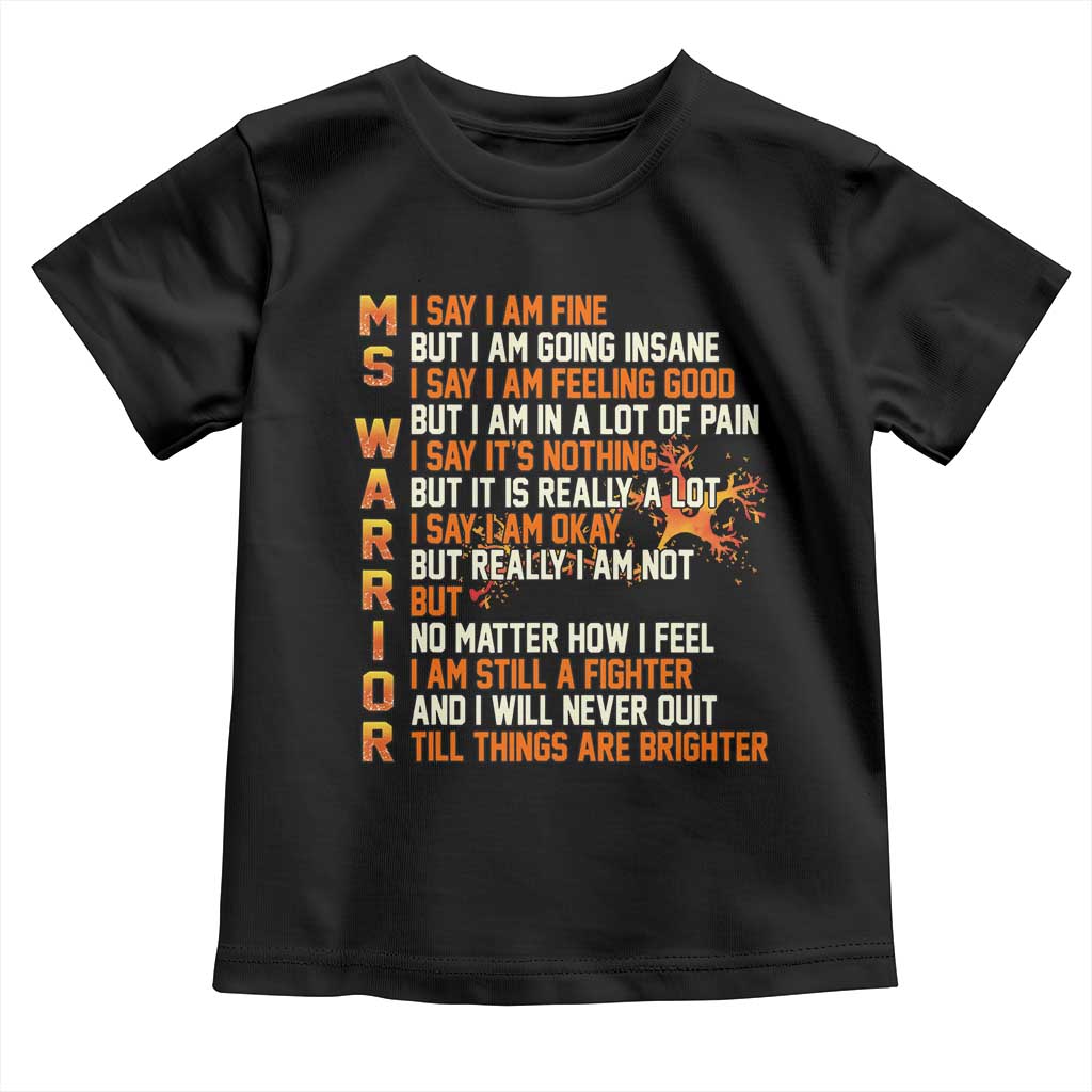 Multiple Sclerosis Awareness Toddler T Shirt Fight MS Orange Ribbon TS10 Black Print Your Wear