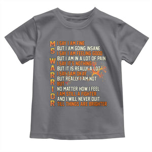 Multiple Sclerosis Awareness Toddler T Shirt Fight MS Orange Ribbon TS10 Charcoal Print Your Wear