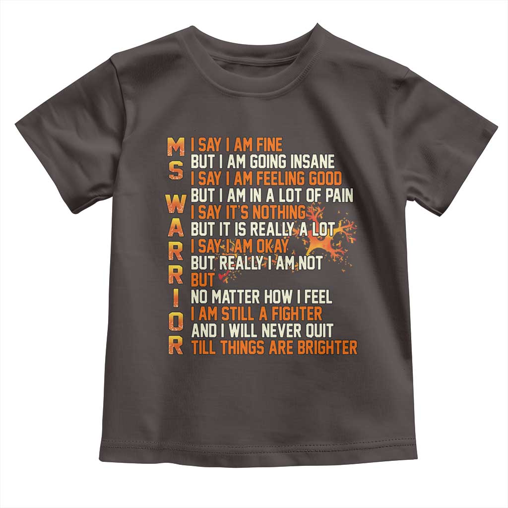 Multiple Sclerosis Awareness Toddler T Shirt Fight MS Orange Ribbon TS10 Dark Chocolate Print Your Wear