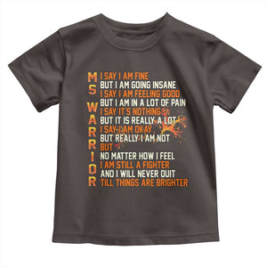 Multiple Sclerosis Awareness Toddler T Shirt Fight MS Orange Ribbon TS10 Dark Chocolate Print Your Wear