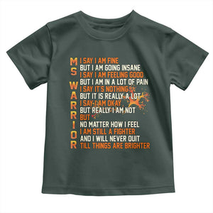 Multiple Sclerosis Awareness Toddler T Shirt Fight MS Orange Ribbon TS10 Dark Forest Green Print Your Wear