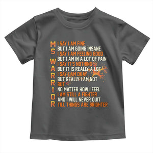 Multiple Sclerosis Awareness Toddler T Shirt Fight MS Orange Ribbon TS10 Dark Heather Print Your Wear