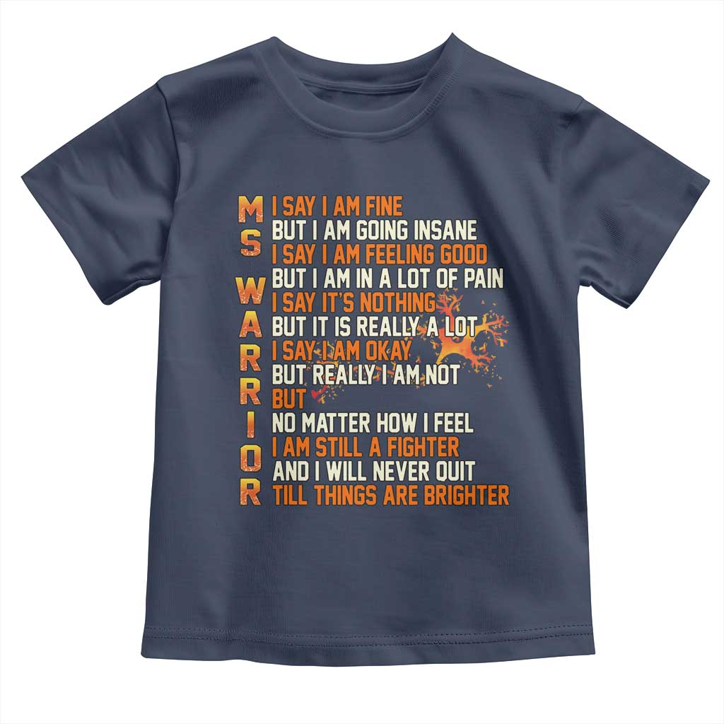 Multiple Sclerosis Awareness Toddler T Shirt Fight MS Orange Ribbon TS10 Navy Print Your Wear