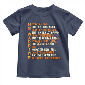 Multiple Sclerosis Awareness Toddler T Shirt Fight MS Orange Ribbon TS10 Navy Print Your Wear