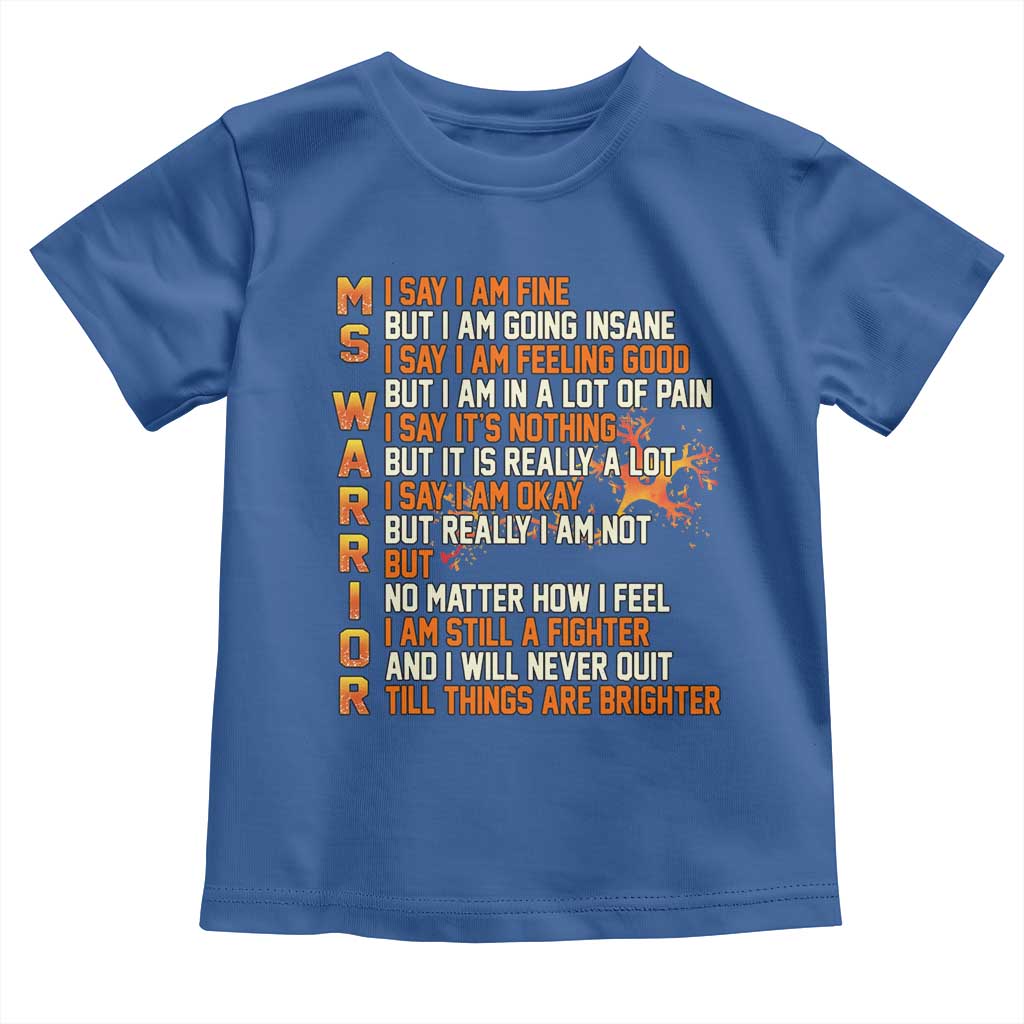 Multiple Sclerosis Awareness Toddler T Shirt Fight MS Orange Ribbon TS10 Royal Blue Print Your Wear