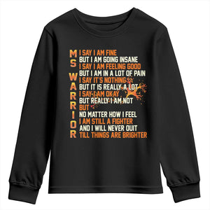 Multiple Sclerosis Awareness Youth Sweatshirt Fight MS Orange Ribbon TS10 Black Print Your Wear