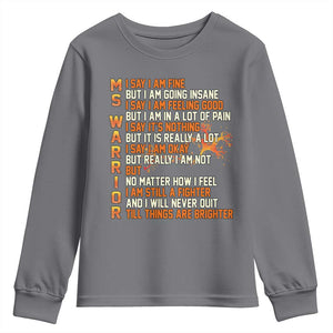 Multiple Sclerosis Awareness Youth Sweatshirt Fight MS Orange Ribbon TS10 Charcoal Print Your Wear