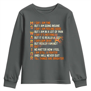 Multiple Sclerosis Awareness Youth Sweatshirt Fight MS Orange Ribbon TS10 Dark Heather Print Your Wear