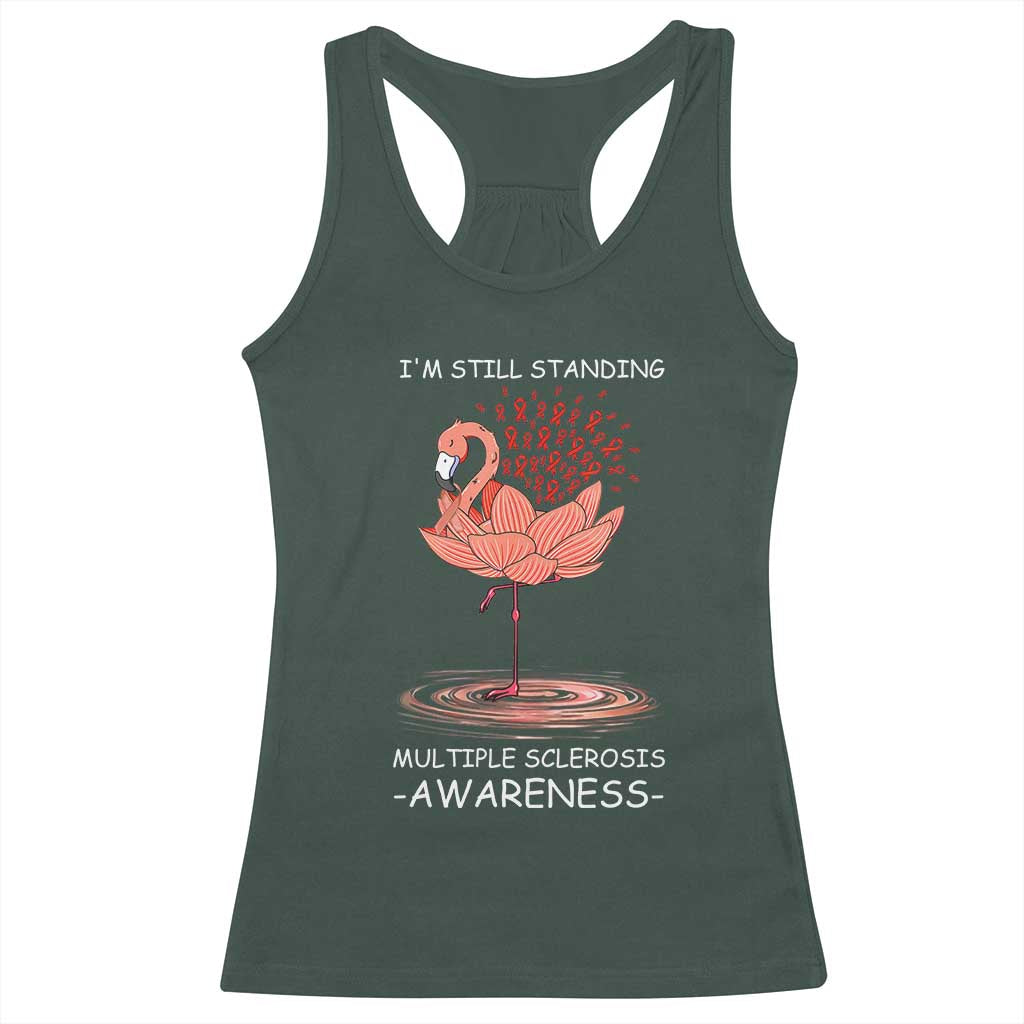 Multiple Sclerosis Survivor Racerback Tank Top Fight MS Orange Ribbon TS10 Dark Forest Green Print Your Wear
