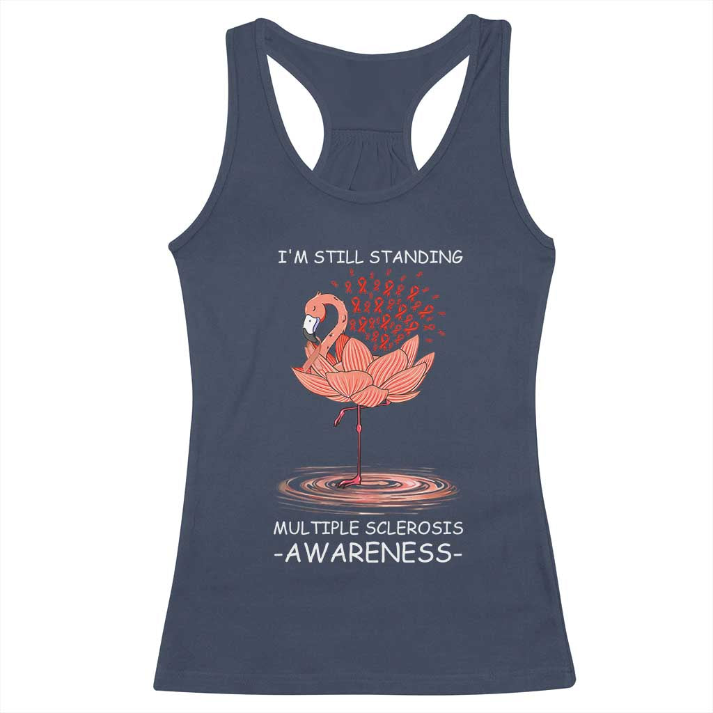 Multiple Sclerosis Survivor Racerback Tank Top Fight MS Orange Ribbon TS10 Navy Print Your Wear