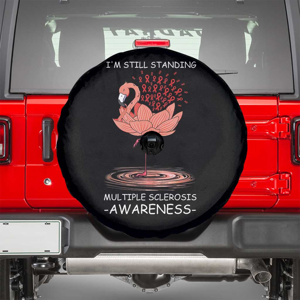 Multiple Sclerosis Survivor Spare Tire Cover Fight MS Orange Ribbon TS10 Black Print Your Wear