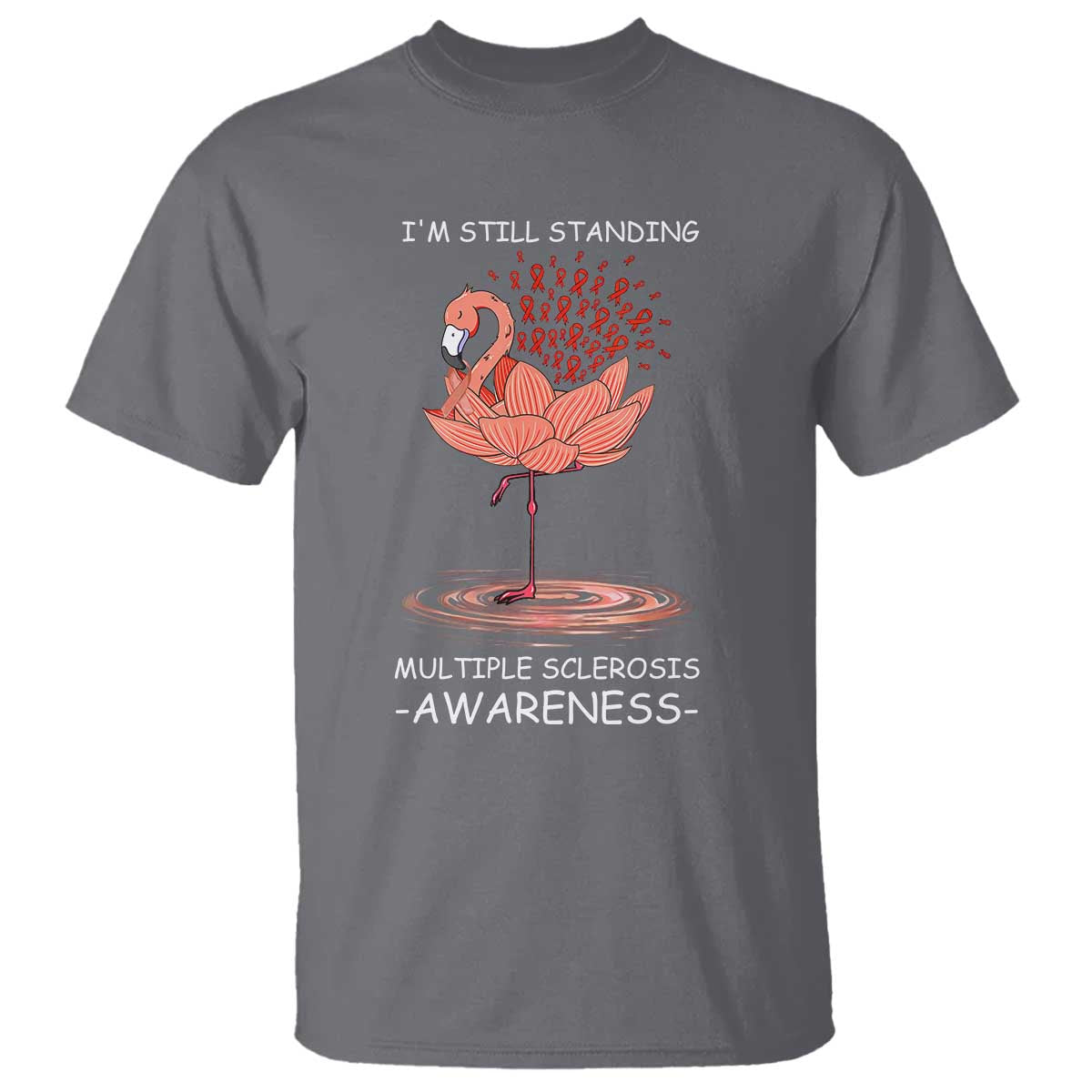 Multiple Sclerosis Survivor T Shirt Fight MS Orange Ribbon TS10 Charcoal Print Your Wear