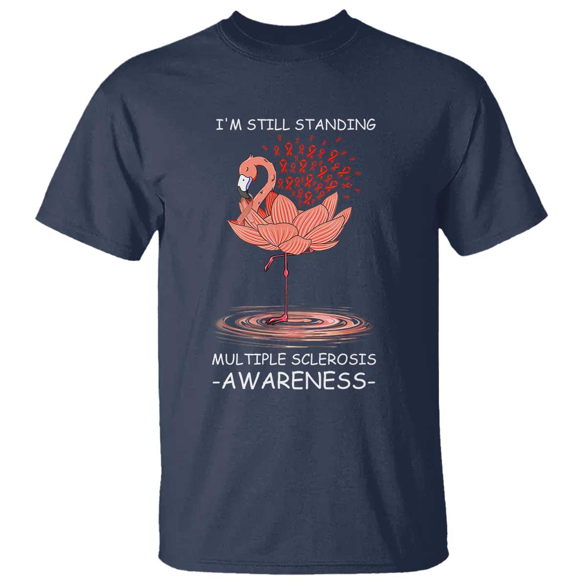 Multiple Sclerosis Survivor T Shirt Fight MS Orange Ribbon TS10 Navy Print Your Wear