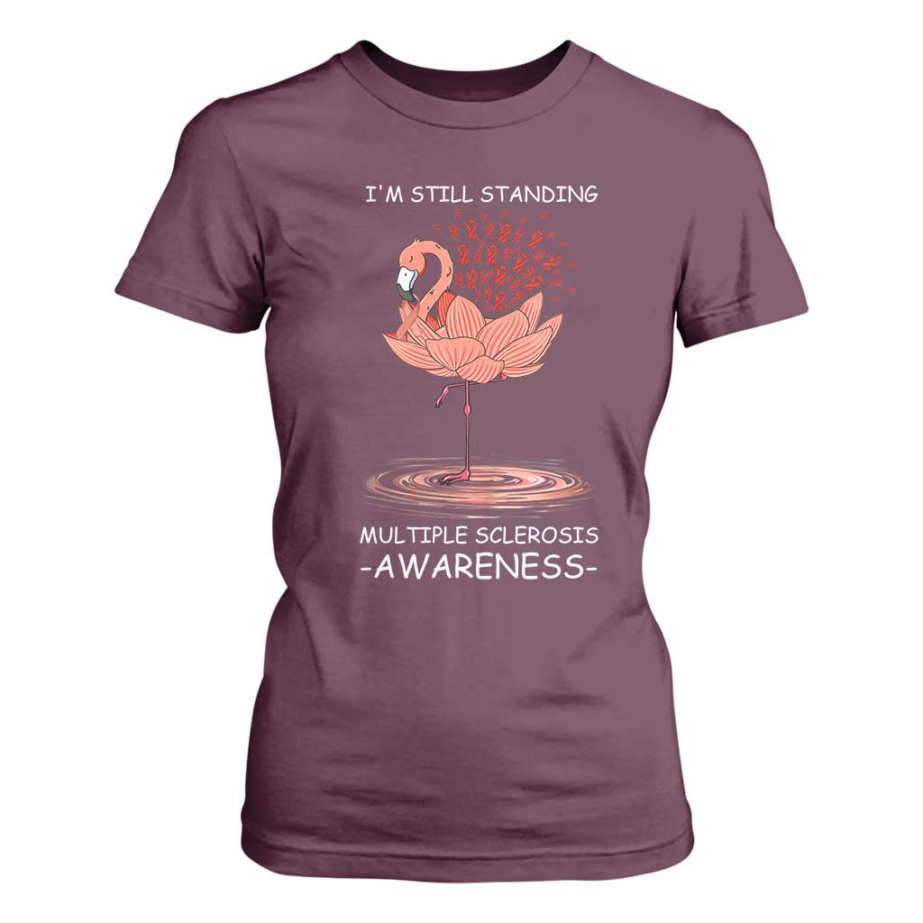 Multiple Sclerosis Survivor T Shirt For Women Fight MS Orange Ribbon TS10 Maroon Print Your Wear
