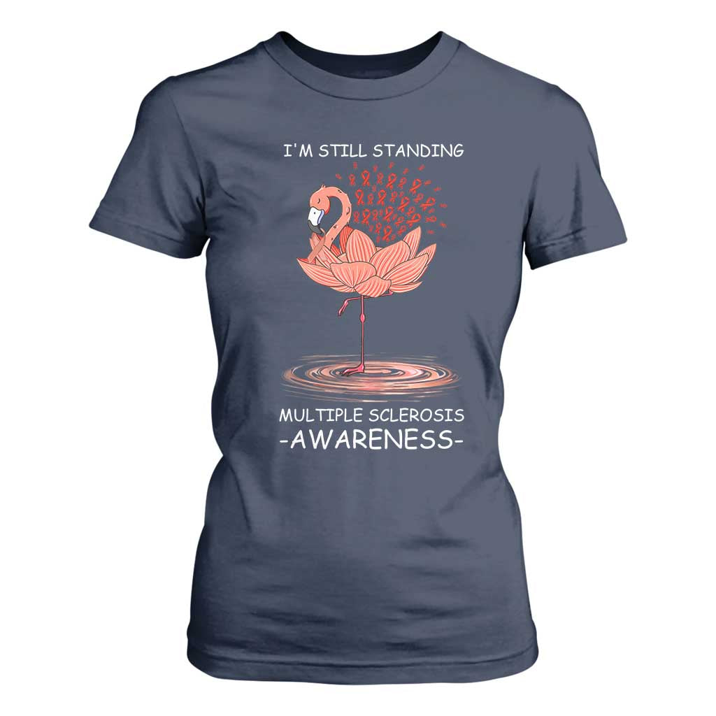 Multiple Sclerosis Survivor T Shirt For Women Fight MS Orange Ribbon TS10 Navy Print Your Wear