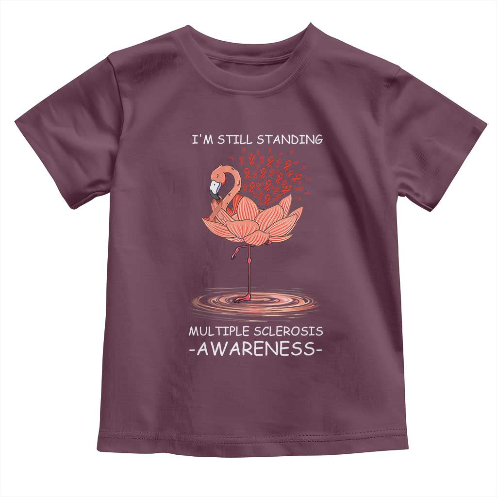 Multiple Sclerosis Survivor Toddler T Shirt Fight MS Orange Ribbon TS10 Maroon Print Your Wear