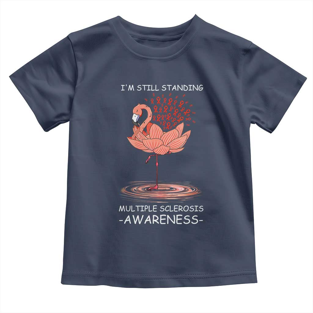 Multiple Sclerosis Survivor Toddler T Shirt Fight MS Orange Ribbon TS10 Navy Print Your Wear