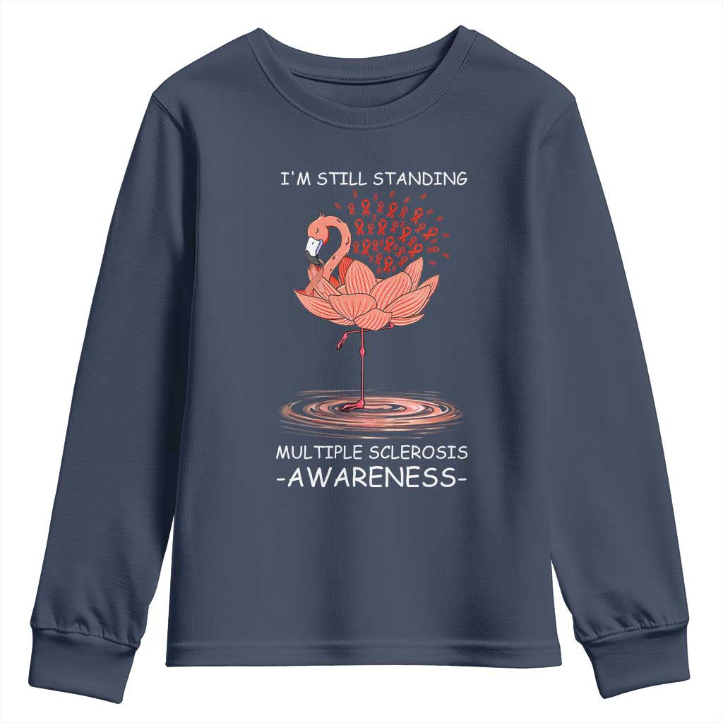 Multiple Sclerosis Survivor Youth Sweatshirt Fight MS Orange Ribbon TS10 Navy Print Your Wear
