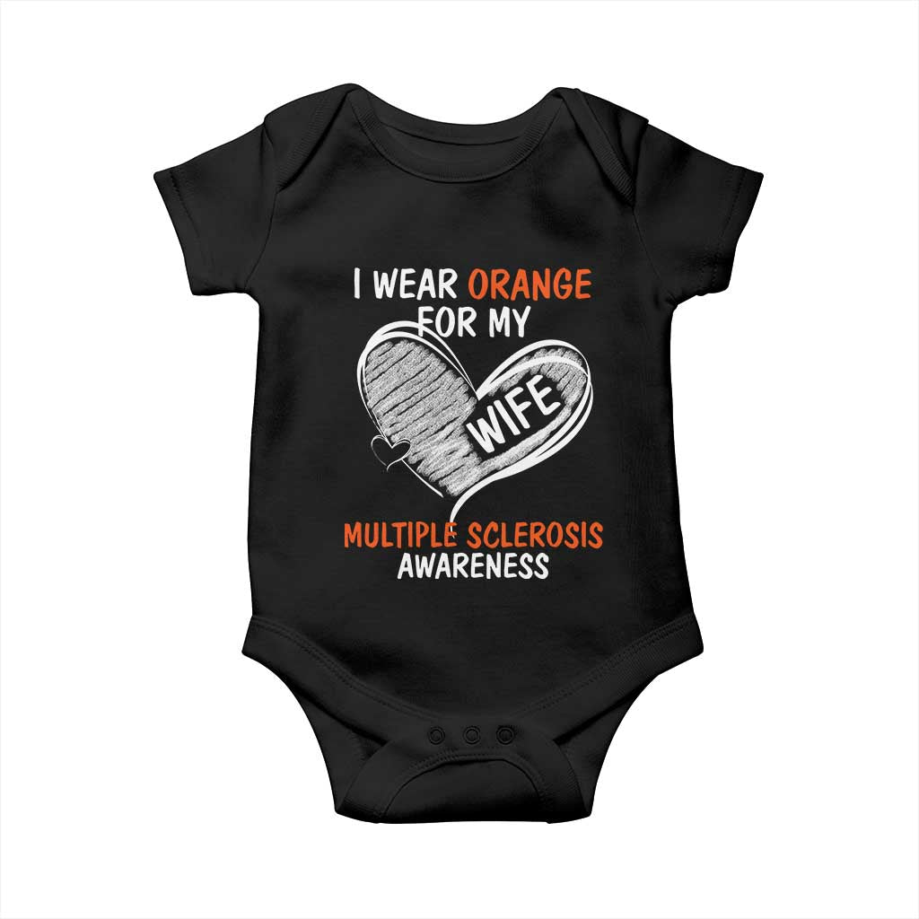 Multiple Sclerosis Awareness Baby Onesie Orange Ribbon I Wear Orange For My Wife TS10 Black Print Your Wear