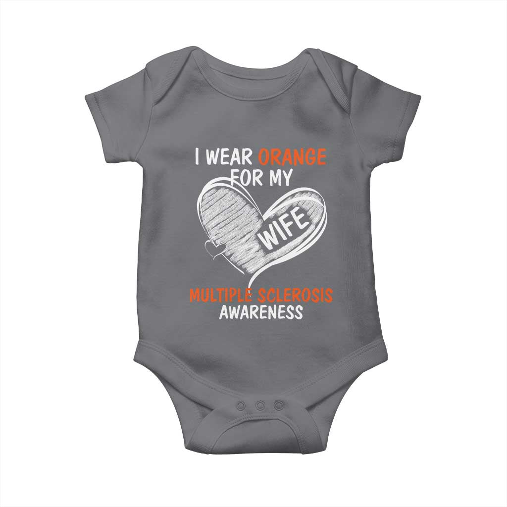 Multiple Sclerosis Awareness Baby Onesie Orange Ribbon I Wear Orange For My Wife TS10 Charcoal Print Your Wear