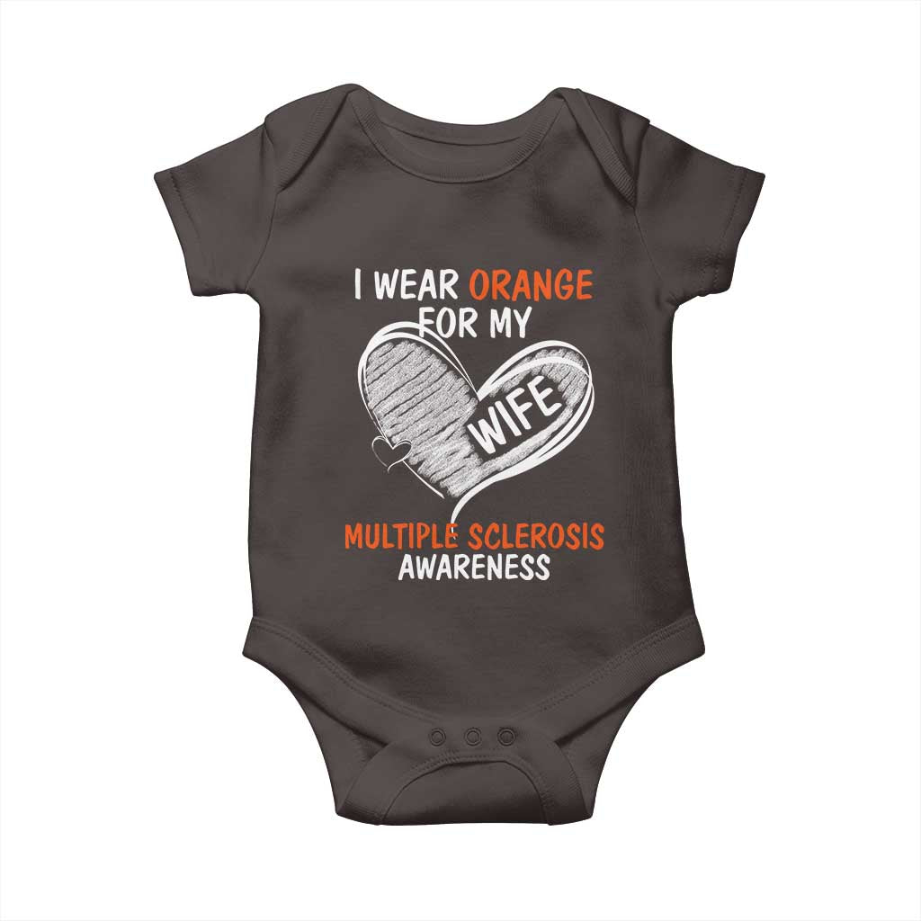 Multiple Sclerosis Awareness Baby Onesie Orange Ribbon I Wear Orange For My Wife TS10 Dark Chocolate Print Your Wear