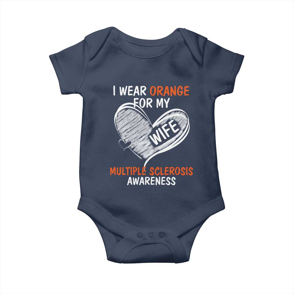 Multiple Sclerosis Awareness Baby Onesie Orange Ribbon I Wear Orange For My Wife TS10 Navy Print Your Wear