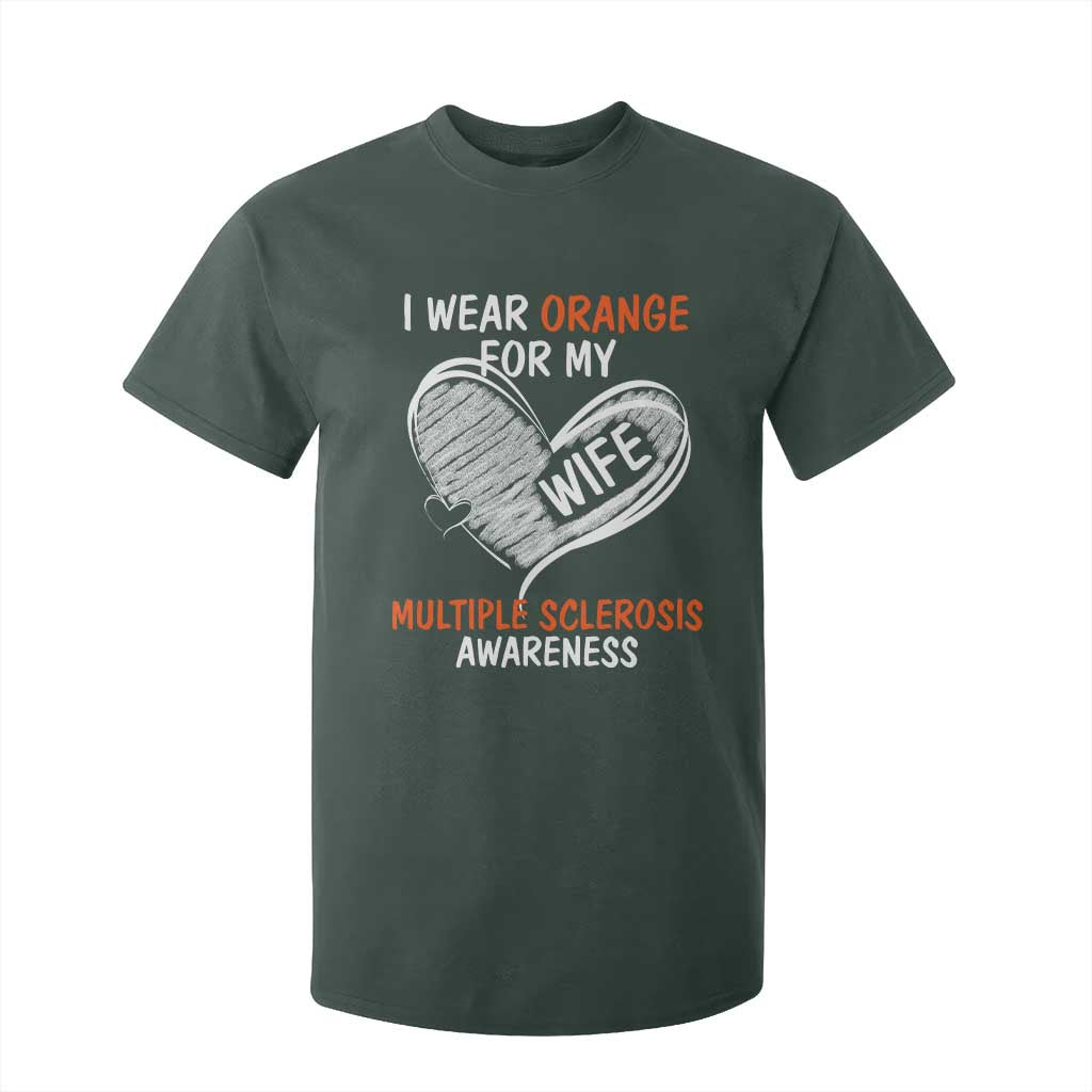 Multiple Sclerosis Awareness T Shirt For Kid Orange Ribbon I Wear Orange For My Wife TS10 Dark Forest Green Print Your Wear