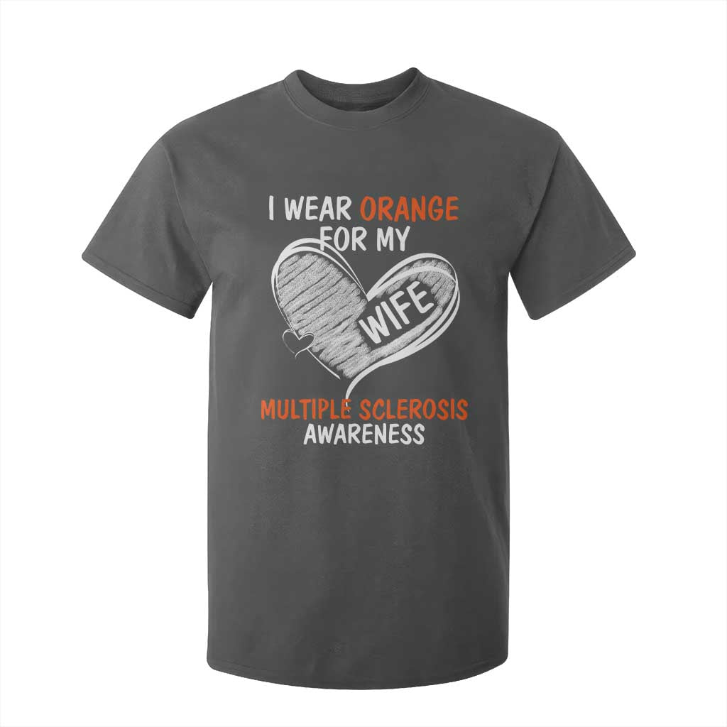 Multiple Sclerosis Awareness T Shirt For Kid Orange Ribbon I Wear Orange For My Wife TS10 Dark Heather Print Your Wear