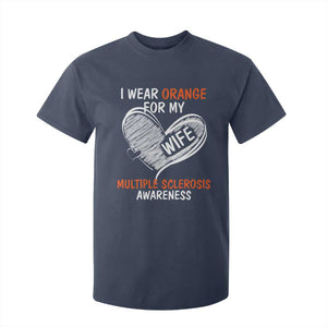 Multiple Sclerosis Awareness T Shirt For Kid Orange Ribbon I Wear Orange For My Wife TS10 Navy Print Your Wear