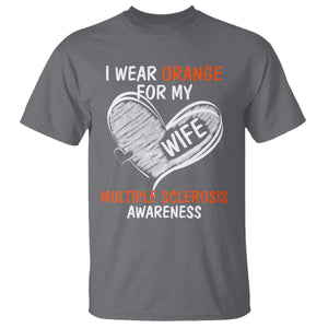 Multiple Sclerosis Awareness T Shirt Orange Ribbon I Wear Orange For My Wife TS10 Charcoal Print Your Wear