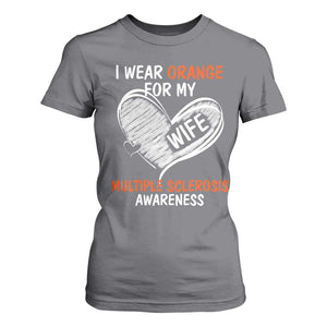 Multiple Sclerosis Awareness T Shirt For Women Orange Ribbon I Wear Orange For My Wife TS10 Charcoal Print Your Wear