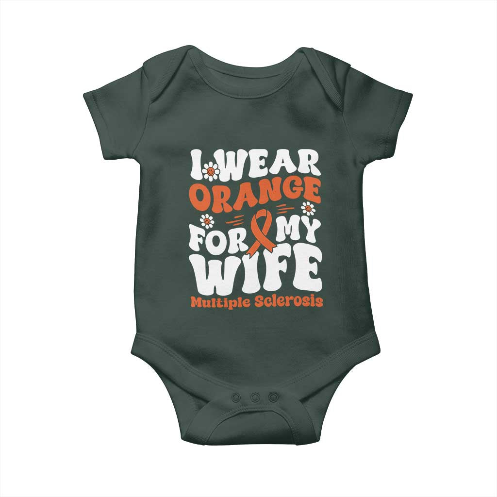 Multiple Sclerosis Awareness Baby Onesie Orange Ribbon I Wear Orange For My Wife Fight MS TS10 Print Your Wear