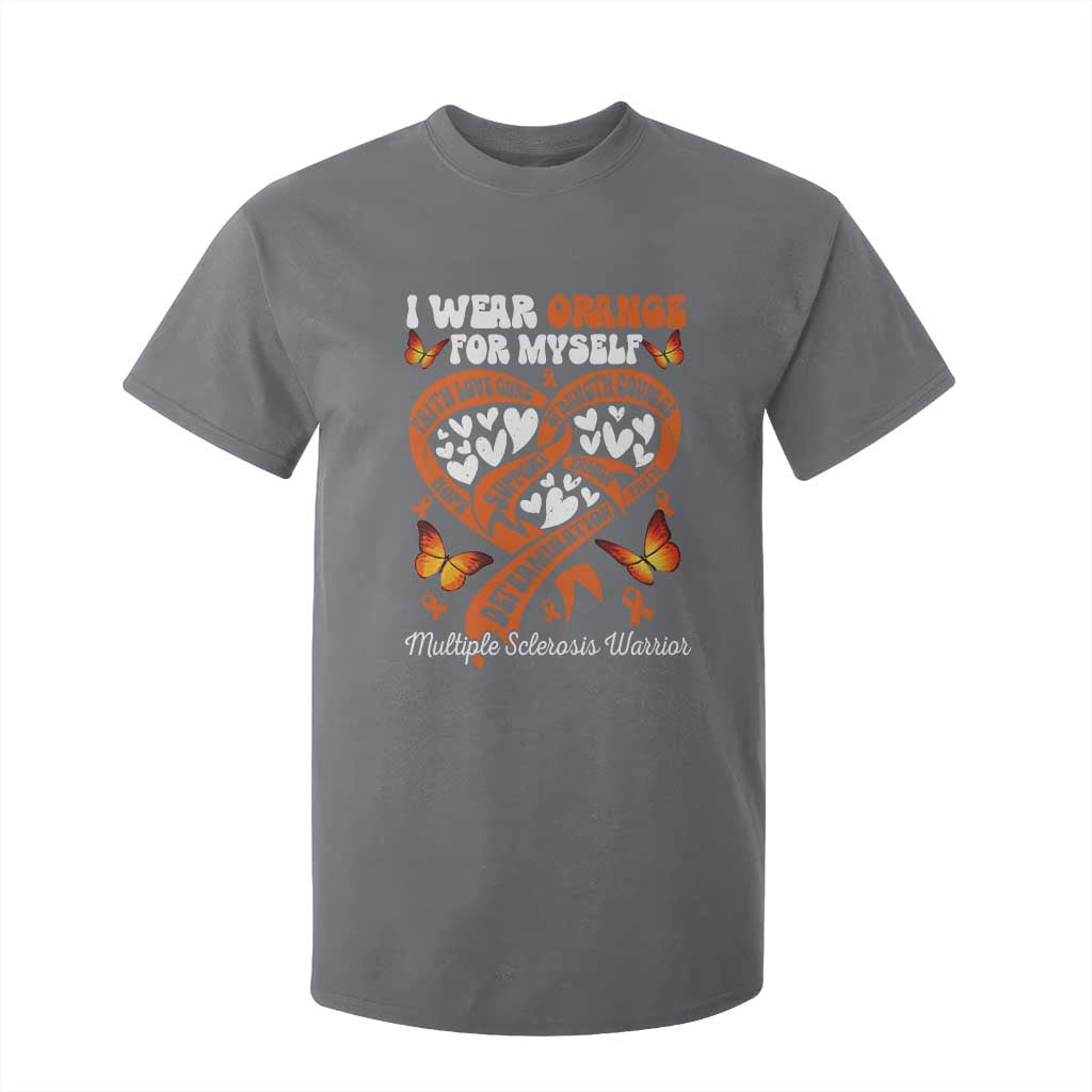 Multiple Sclerosis Awareness T Shirt For Kid I Wear Orange For Myself MS Warrior TS10 Charcoal Print Your Wear