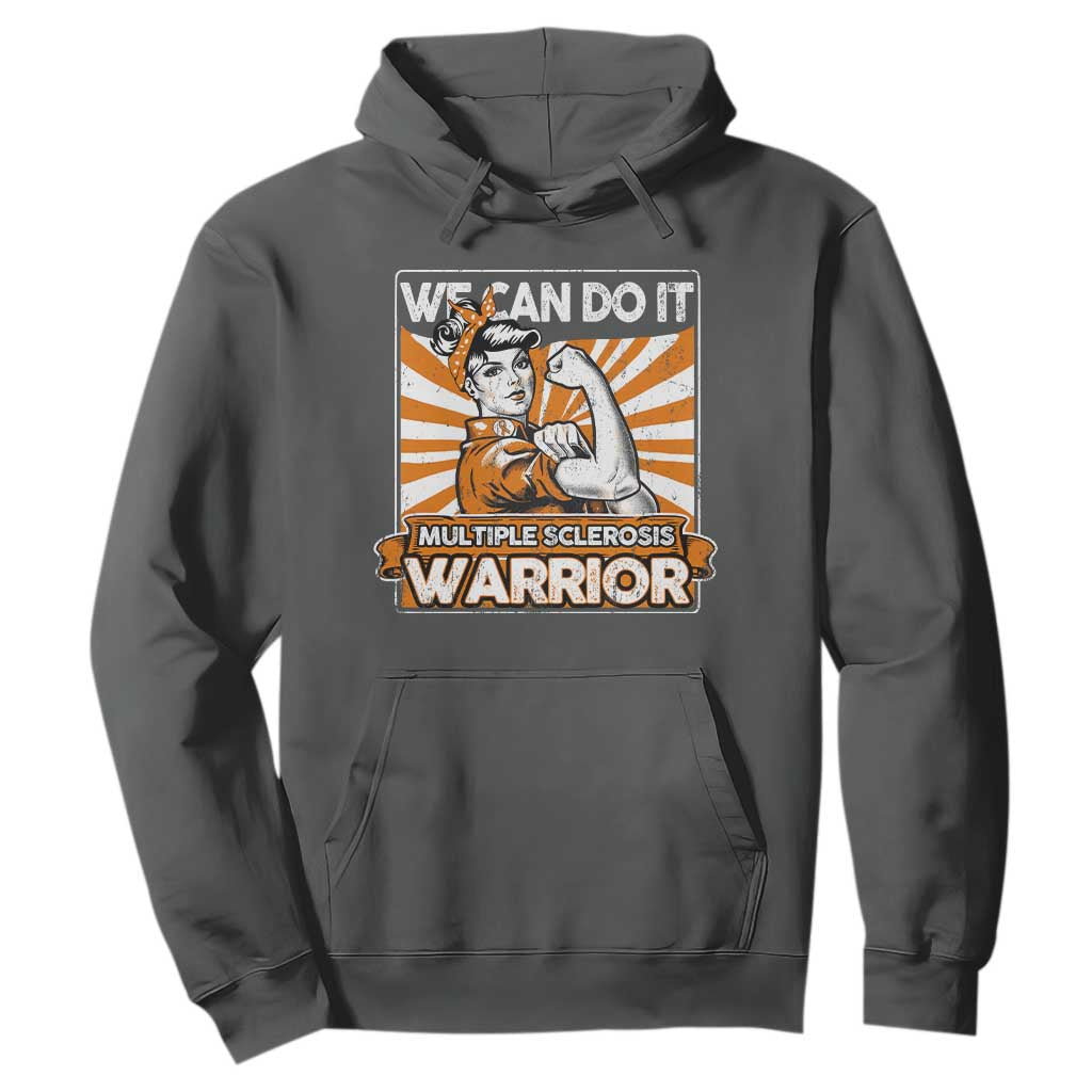 Multiple Sclerosis Awareness Hoodie Orange Ribbon MS Warrior Support Squad TS10 Dark Heather Print Your Wear