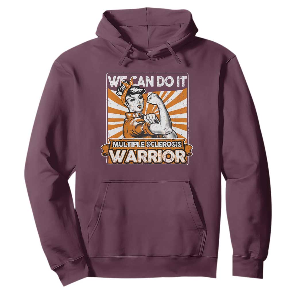 Multiple Sclerosis Awareness Hoodie Orange Ribbon MS Warrior Support Squad TS10 Maroon Print Your Wear