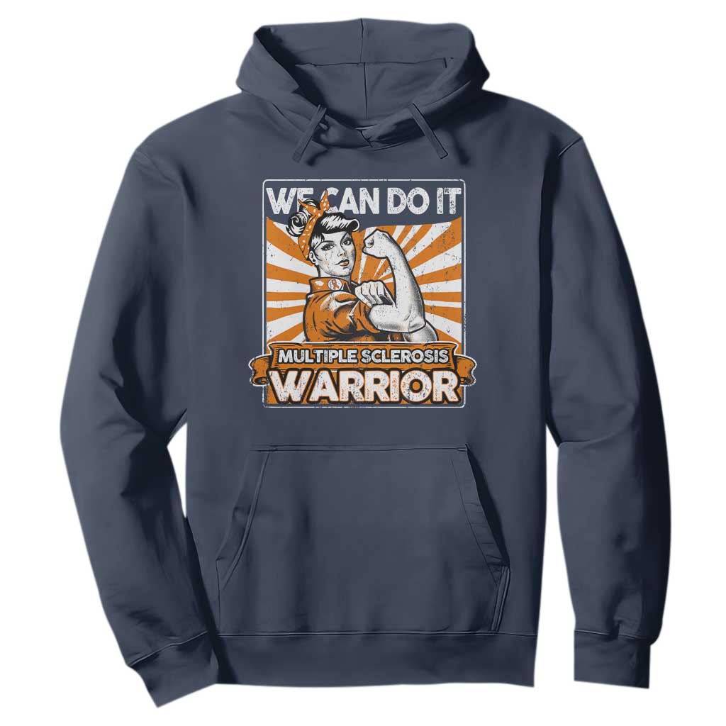 Multiple Sclerosis Awareness Hoodie Orange Ribbon MS Warrior Support Squad TS10 Navy Print Your Wear