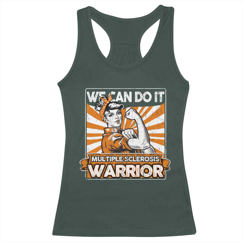 Multiple Sclerosis Awareness Racerback Tank Top Orange Ribbon MS Warrior Support Squad TS10 Dark Forest Green Print Your Wear
