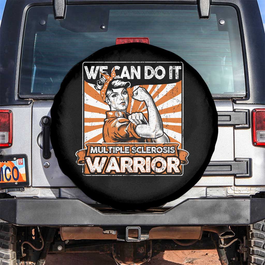 Multiple Sclerosis Awareness Spare Tire Cover Orange Ribbon MS Warrior Support Squad TS10 No hole Black Print Your Wear