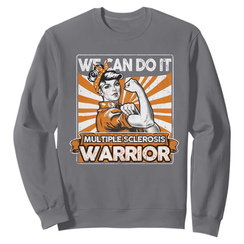 Multiple Sclerosis Awareness Sweatshirt Orange Ribbon MS Warrior Support Squad TS10 Charcoal Print Your Wear