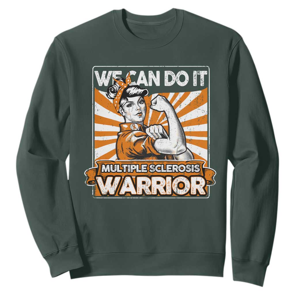 Multiple Sclerosis Awareness Sweatshirt Orange Ribbon MS Warrior Support Squad TS10 Dark Forest Green Print Your Wear