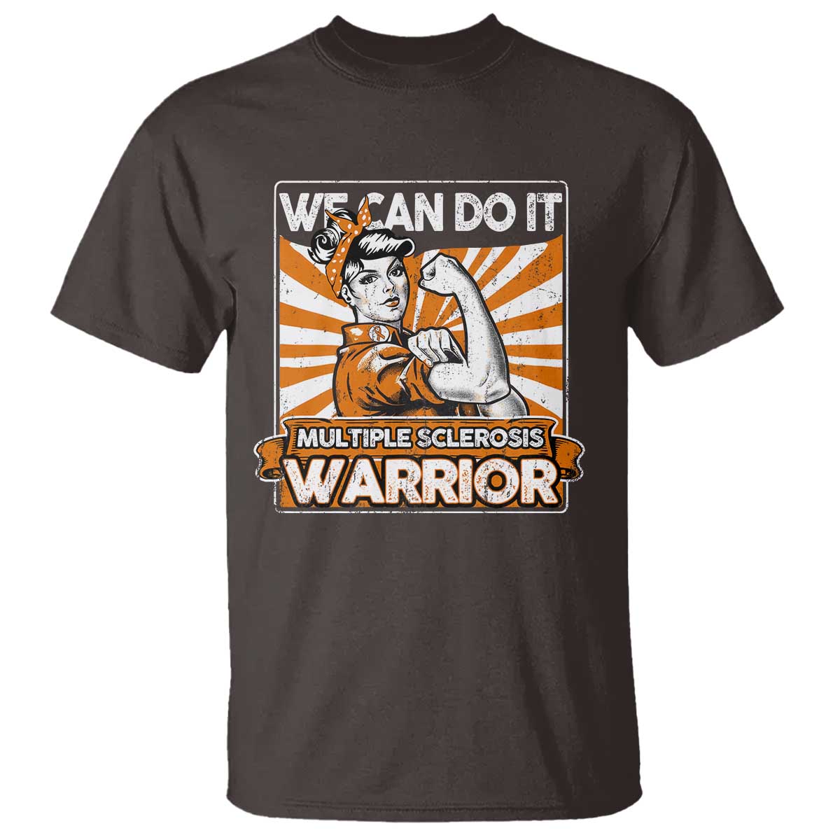 Multiple Sclerosis Awareness T Shirt Orange Ribbon MS Warrior Support Squad TS10 Dark Chocolate Print Your Wear