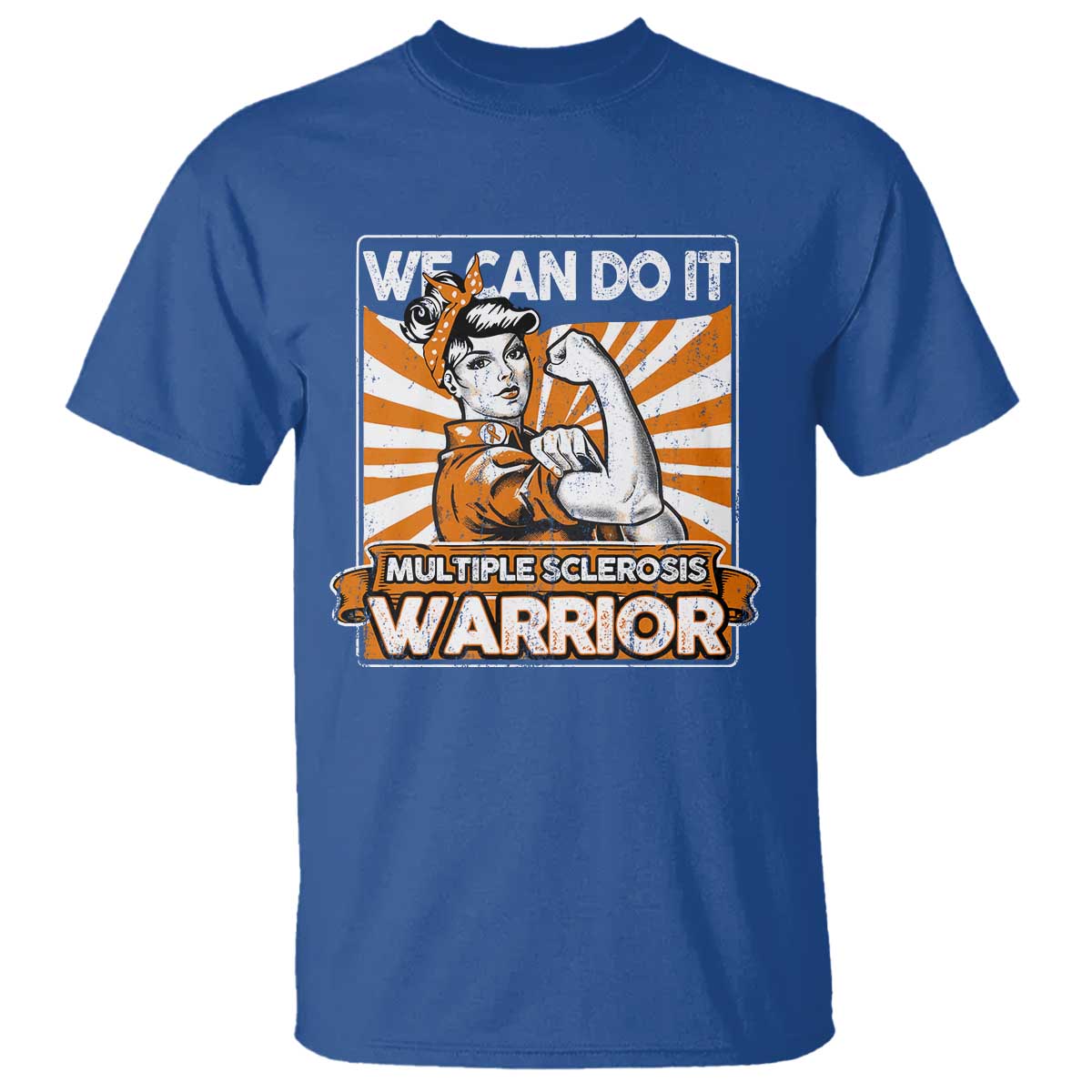 Multiple Sclerosis Awareness T Shirt Orange Ribbon MS Warrior Support Squad TS10 Royal Blue Print Your Wear