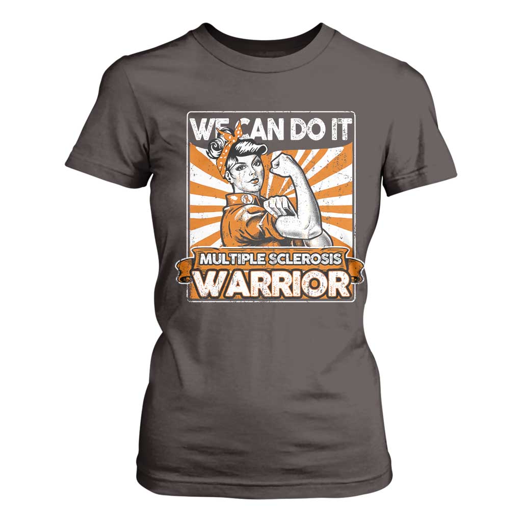 Multiple Sclerosis Awareness T Shirt For Women Orange Ribbon MS Warrior Support Squad TS10 Dark Chocolate Print Your Wear