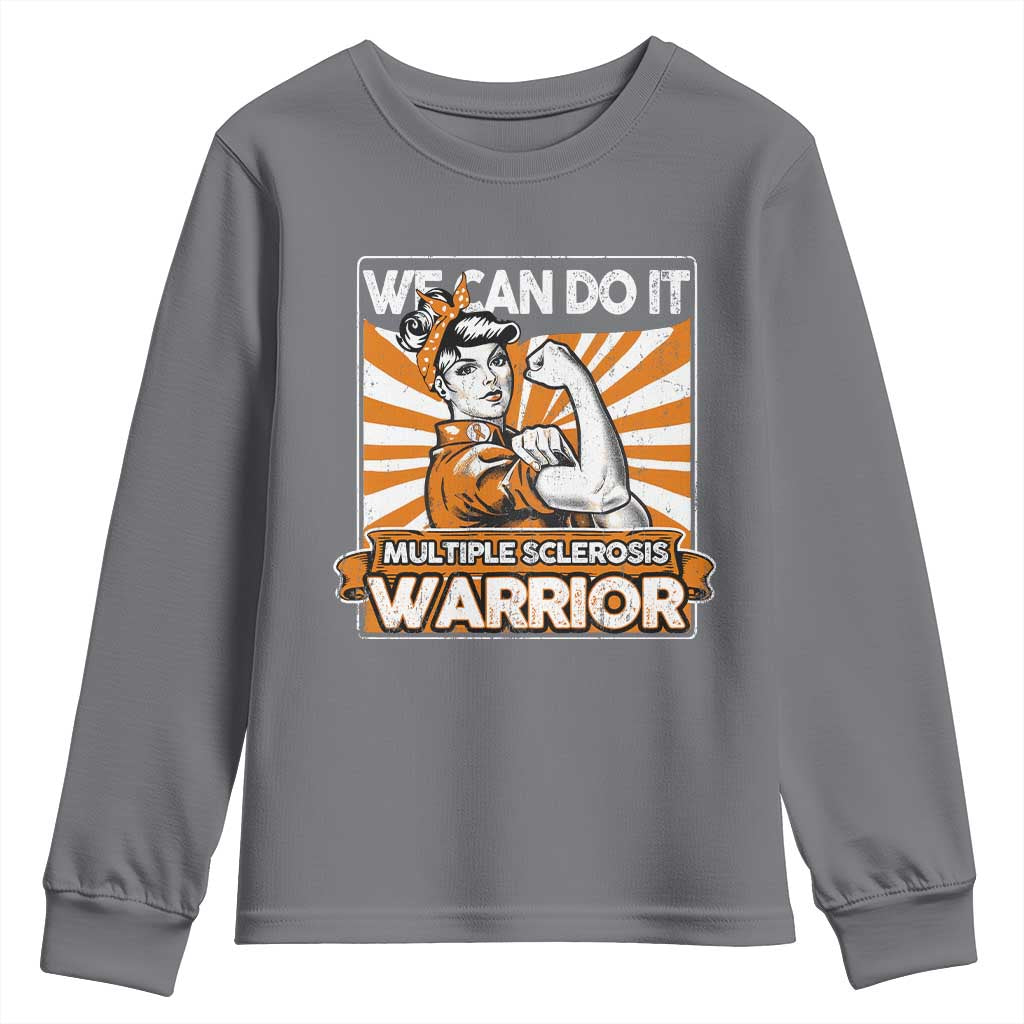 Multiple Sclerosis Awareness Youth Sweatshirt Orange Ribbon MS Warrior Support Squad TS10 Charcoal Print Your Wear