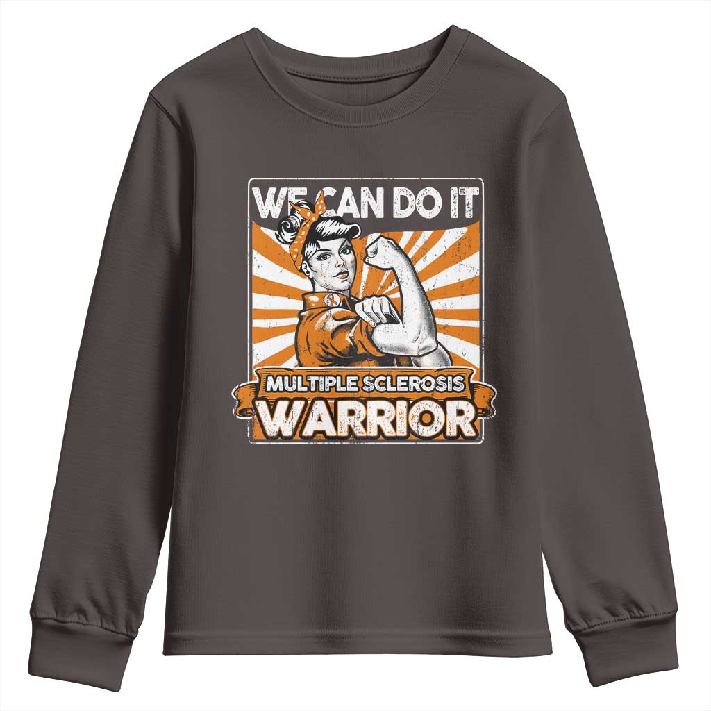 Multiple Sclerosis Awareness Youth Sweatshirt Orange Ribbon MS Warrior Support Squad TS10 Dark Chocolate Print Your Wear