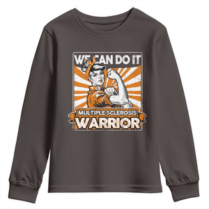Multiple Sclerosis Awareness Youth Sweatshirt Orange Ribbon MS Warrior Support Squad TS10 Dark Chocolate Print Your Wear